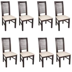ARTHOME - PACK 8 SILLAS LUCIANA MADERA COLOR CHOCOLATE TAPIZ BEIGE JASPEADO