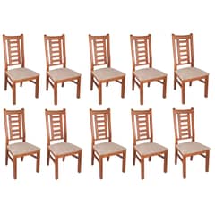ARTHOME - PACK 10 SILLAS PASCAL MADERA COLOR MIEL TAPIZ CAFE JASPEADO