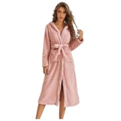 GENERICO - Bata Larga Con Capucha y Orejas Rosa Para Mujer Cálida