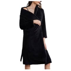 GENERICO - Bata Para Mujer Cómoda Estampado Liso Color Negro Para Mujer