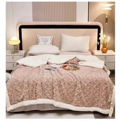 COMPRAPO - Frazada Manta Polar con Sherpa Térmica 2 Plazas Relieve Tostado