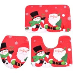 OEM - SET DE 3 PIEZAS TAPETES PARA BAÑO NAVIDAD DISEÑO SANTA