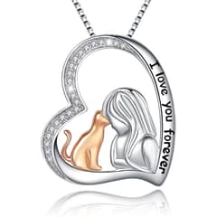 GENERICO - Collar mujer gato mascota plata 925