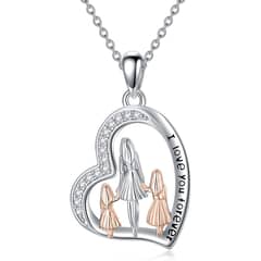 GENERICO - Collar mamá dos hijas plata 925