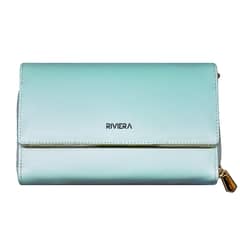 RIVIERA - Bolso Clutch Ecocuero Verde Menta