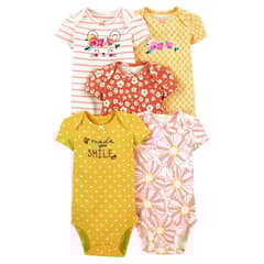 TEDMIMAK - Pack 5 Bodys Made You Smile Manga Corta 100% Algodón Pilucho