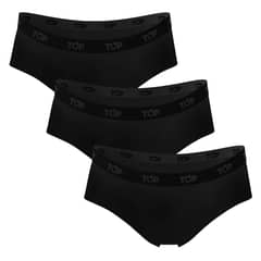 TOP - Pantaletas Algodón Negro Con Elástico Pack 3 C1