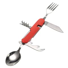 GENERICO - Set 6 En 1 Servicio Cubierto Plegable Navaja Camping Rojo
