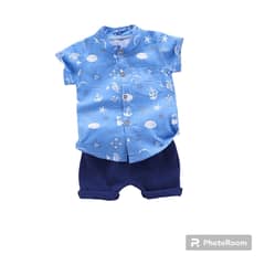 ANGO - Conjunto bebe Marino Camisa y Short Azul