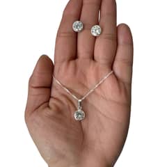 GENERICO - Conjunto Collar Colgante Aros Punto De Luz Plata Ley 925