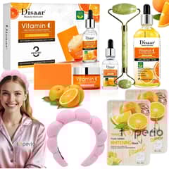 DISAAR - Mascarilla Facial Crema Rodillo Jade Serum Vitamina C Pack-