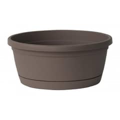 EURO3PLAST - Macetero de plástico con plato 35x15 cm color Toupe