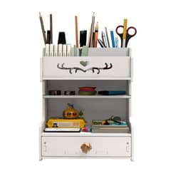 EVERSO - Organizador Escritorio De Madera Oficina y Hogar Con Cajon Multiuso