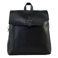 MAILEA - Mochila ecocuero pasador metal para mujer negro