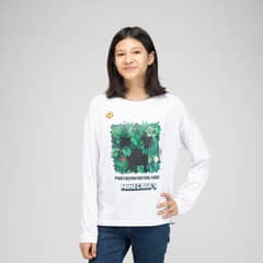 MINECRAFT - Polera Manga Larga Niña Abejas Blanco