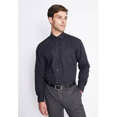 MAVIANNI - Camisa Formal Básica Lisa Regular Poplin Negro