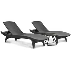 KETER - Juego De Reposeras Y Mesa Gris Pacific Sun - Gris