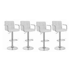 GLOBAL LATIN GROUP - Pack 4 Piso Bar con Respaldo Cuadrado y Posa Brazos - Blanco