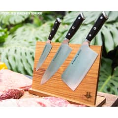 KANKA - - Porta Cuchillos Premium De Madera Magnetizado 30cm