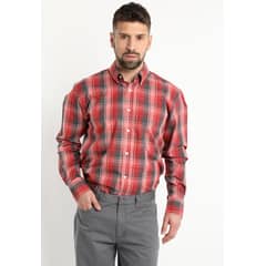 KOTTING - Camisa Fantasia Premium Manga Larga Boton Cuello Rojo