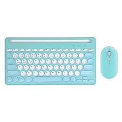 GENERICO - Kit Mouse Y Teclado Bluetooth Triple Conexión Español Verde - Celeste