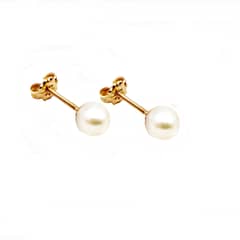 JOYAS MYTOKE - Aros Boda Perla Cultivada 8mm Bolita Oro 18k Mujer