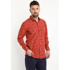 KOTTING - Camisa Oxford Estampada Naranja oscuro