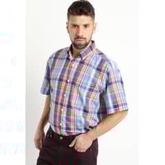 KOTTING - Camisa Fantasia Clasica Manga Corta Boton Cuello Azul