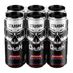 USN - PACK 6 ENERGETICAS O PRE ENTRENO QHUSH 300MG CAFEÍNA BUBBLEGUM 473 ml