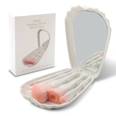 GENERICO - Set 5 Brochas de Maquillaje Con Estuche Viajero Y Espejo