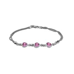 JB JOYAS BARON - Pulsera de Plata Esterlina 925 Triple Rosa Francia