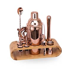 SANTU HOME & DECO - Set de Cocteleria Kit Bartender Jigger 11 Piezas Oro Rosa