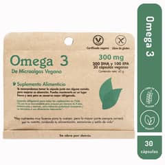 DULZURA NATURAL - OMEGA 3 30 CAPSULAS DE 300Mg DE MICROALGAS VEGANO