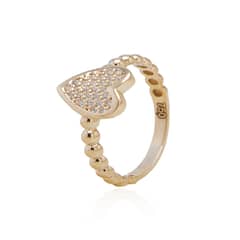 JB JOYAS BARON - Anillo de Oro 18kt Corazón Circón Bolitas