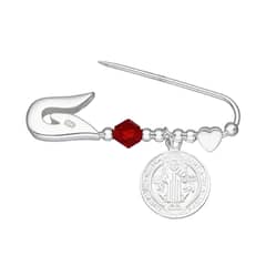 TODOJOYAS - Prendedor Plata 925 Bebe San Benito Cristal Rojo