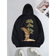 MOSS ROSE - Sudadera con capucha animal print para mujer negro