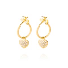 JB JOYAS BARON - Aros Plata Esterlina 925 Argollas Corazón Revestido Oro 18kt