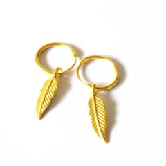 GOIA - Aros Argolla Pluma Colgante Gold