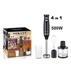 CRUSEC - Batidora de Mano 4 en 1 con Cuchillas Extraibles 500W