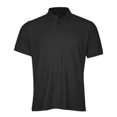 LUNA - Polera Pique Algodón Negra Manga Corta Hombre