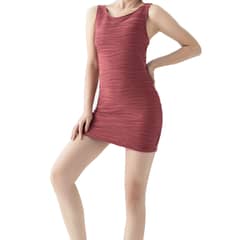 EVERSO - Pack 2 Vestido Sin Mangas Y Rayas Acanalado Bodycon Para Mujer