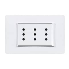 BTICINO - PU1313 PLACA ENCHUFE 3 TOMAS, 2P+T, 10A, BLANCO