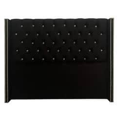 GENERICO - Respaldo Cama 2 plazas Capitoné Negro con botones diamantes mas tachas