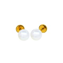 JB JOYAS BARON - Aros de Oro 18kt Perla Cultivada de 4.0mm a 4.5mm