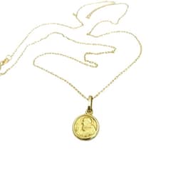JOYAS MYTOKE - Medalla San Benito Oro 18 Kilates y Cadena 50 cm Proteccion