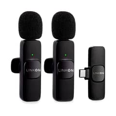 LINKON - Microfono Inalambrico Solapa Lavalier - Negro - Entrada USB C