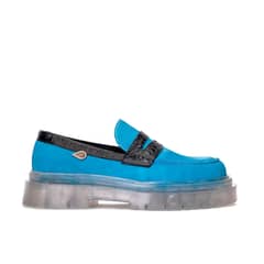 LANDAZURI - Mocasín Cuero Mármara Celeste