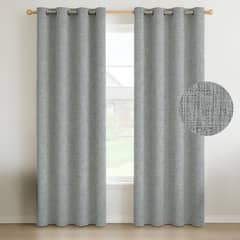 CASATUA - Cortina Blackout 100% 2 Paños Textura Lino - Gris