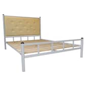 FUTONES Y MUEBLES - Cama 2 Plazas Plata-Camel