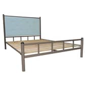 FUTONES Y MUEBLES - Cama 2 Plazas Castaño-Celeste